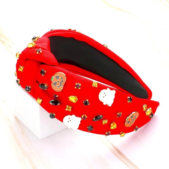 Fabulous HalloweenTheme Embellished KnottedRed Headband